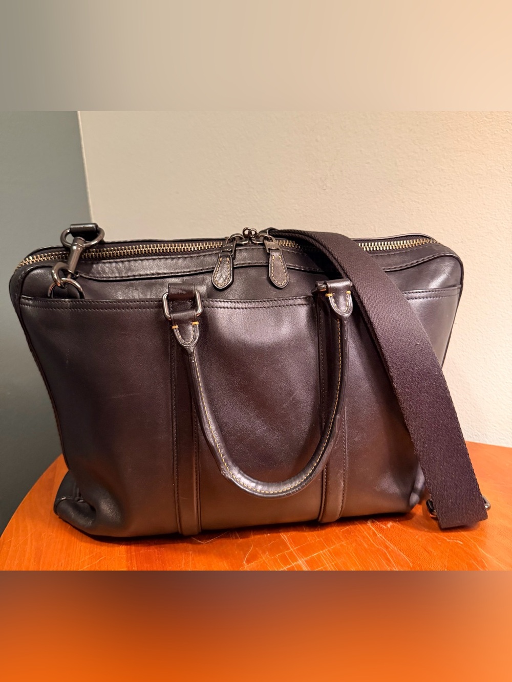 COACH Metropolitan Slim Briefcase in Genuine Glove Tanned Leather